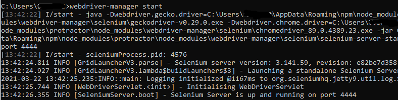 start selenium server
